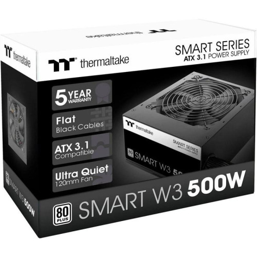 Блок питания ПК Thermaltake Smart W3 500 /Non Modular/Non Light/Full Range/Analog/80 Plus/EU/Non JP CAP/All Flat Cables/ATX 3.1