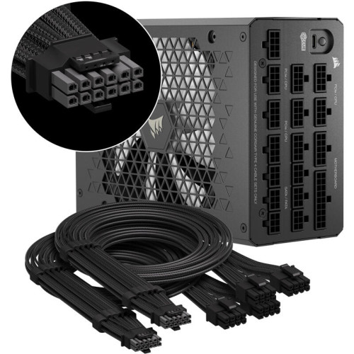 Блоки питания/ Power Supply Corsair HX1500i, Model RPS0132, 1500W 80+ Platinum (ATX, 3.1, PCIe 5.1, Full modular, 1x24(20+4)pin, 2x8-Pin to 12V-2x6 Cable, 3x4+4-pin CPU +12V (EPS), 6x4-pin Molex, 4x6+2-pin PCIe, 8xSATA3, 1xUSB Type-C, Active, 140x140mm, 1
