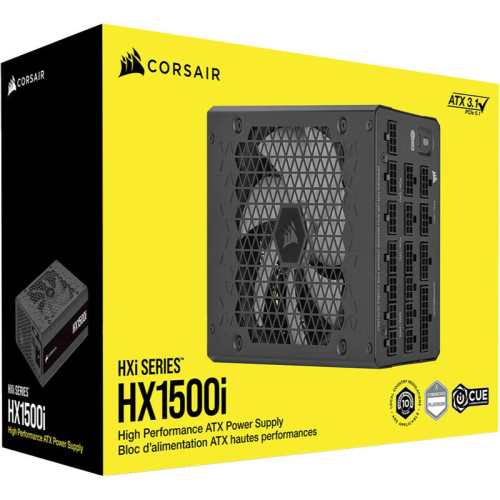 Блоки питания/ Power Supply Corsair HX1500i, Model RPS0132, 1500W 80+ Platinum (ATX, 3.1, PCIe 5.1, Full modular, 1x24(20+4)pin, 2x8-Pin to 12V-2x6 Cable, 3x4+4-pin CPU +12V (EPS), 6x4-pin Molex, 4x6+2-pin PCIe, 8xSATA3, 1xUSB Type-C, Active, 140x140mm, 1