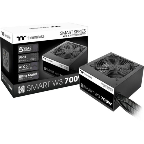 Блок питания Thermaltake ATX 700W Smart W3 80+ (20+4pin) APFC 120mm fan color LED 6xSATA RTL [PS-SPW-0700NNFAWE-1]