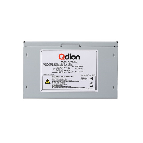 Блок питания 600Вт/ Power Supply FSP QDION ATX 600W, 120mm, 5xSATA, 1xPCI-E, nonPFC