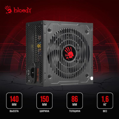 Блок питания Bloody ATX 500W BD-PS500W 80 PLUS WHITE (20+4pin) APFC 120mm fan 6xSATA RTL [BD-PS500W]