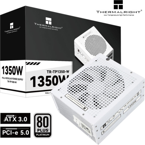 Блок питания 1350W/ Power Supply Thermalright, 1350W 80+ Platinum (ATX, 3.0, PCIe 5.0, Full modular, 1x24(20+4)pin 600mm, 4xCPU 8(4+4)pin, 10xPCIe 8(6+2)pin, 2x12VHPWR PCIe 5.0 12+4pin 650mm, 14xSATA, 8xMOLEX4pin, Active, 140x140mm, 170x150x86mm, OPP, OVP Блок питания 1350W/ Power Supply Thermalright, 1350W 80+ Platinum (ATX, 3.0, PCIe 5.0, Full modular, 1x24(20+4)pin 600mm, 4xCPU 8(4+4)pin, 10xPCIe 8(6+2)pin, 2x12VHPWR PCIe 5.0 12+4pin 650mm, 14xSATA, 8xMOLEX4pin, Active, 140x140mm, 170x150x86mm, OPP, OVP