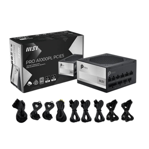 Блок питания ПК MSI PRO A1000PL PCIE5 1000W, 80+ Platinum, полностью модульный, ATX 3.1, PCIE5.1, RTL