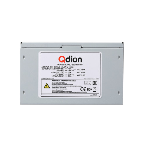 Блок питания 550Вт/ Power Supply FSP QDION ATX 550W, 120mm, 5xSATA, 2xPCI-E, APFC, 80+