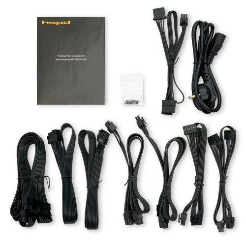 Блок питания/ Power Supply HSPD, 1200W 80+ Gold (ATX, 2.52, Full modular, 1x24(20+4)pin 600mm, 2xCPU 8(4+4)pin 700mm, 2xPCIe*2 8(6+2)pin 600+150mm, 2xSATA*3 500+150+150mm, 1xMOLEX*3 500+150+150mm , Active, 120x120mm, 150x140x86mm, APFC, OVP, OPP, SCP, UVP