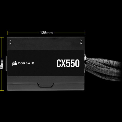 Блоки питания/ Power Supply Corsair CX550, Model RPS0127, 550W 80+ Bronze (ATX, 2.31, Non-modular, 1x24(20+4)pin, 1xCPU 8(4+4)pin, 2xPCIe*2 8(6+2)pin, 3xSATA3, 2xMOLEX4pin, Active, 120x120mm, 150x120x86mm, APFC, Power cable-EU, black)
