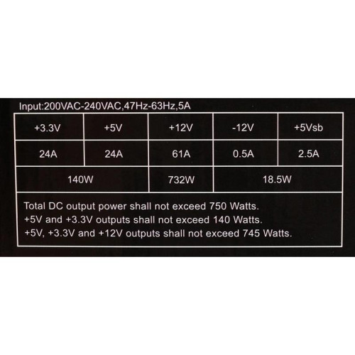 Блок питания Formula ATX 750W MONZA VL-750APB-85 80+ bronze (20+4pin) APFC 120mm fan 7xSATA RTL