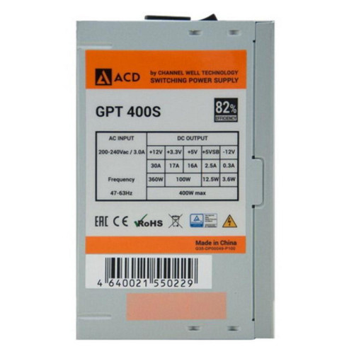 Блок питания ACD GPT400S (GPT-400S) 400W, 82% (max 85%), 120mm FAN, OEM {10} (550229)