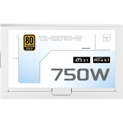 Блок питания 750W/ Power Supply Thermalright, 750W 80+ Gold (ATX, 3.1, PCIe 5.1, Full modular, 1x24(20+4)pin, 2xCPU 8(4+4)pin, 2xPCIe*2 8(6+2)pin, 1x12V-2x6, 8xSATA3, 3xMOLEX4pin, Active, 120x120mm, 150x140x86mm, APFC, OVP, UVP, SCP, OCP, OTP, OPP, white)