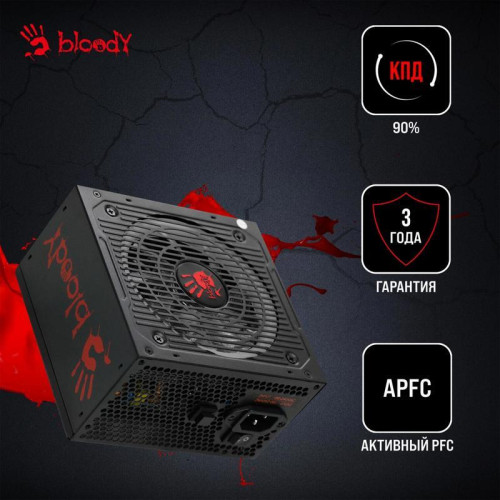 Блок питания Bloody ATX 750W BD-PS750G 80+ gold (20+4pin) APFC 120mm fan color LED 6xSATA Cab Manag RTL [BD-PS750G-MR]