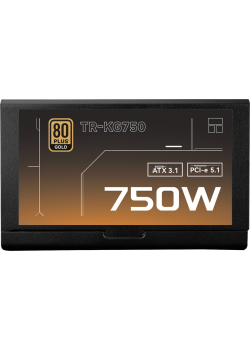 Блок питания 750W/ Power Supply Thermalright, 750W 80+ Gold (ATX, 3.1, PCIe 5.1, Full modular, 1x24(20+4)pin, 2xCPU 8(4+4)pin, 2xPCIe*2 8(6+2)pin, 1x12V-2x6, 8xSATA3, 3xMOLEX4pin, Active, 120x120mm, 150x140x86mm, APFC, OVP, UVP, SCP, OCP, OTP, OPP, black)
