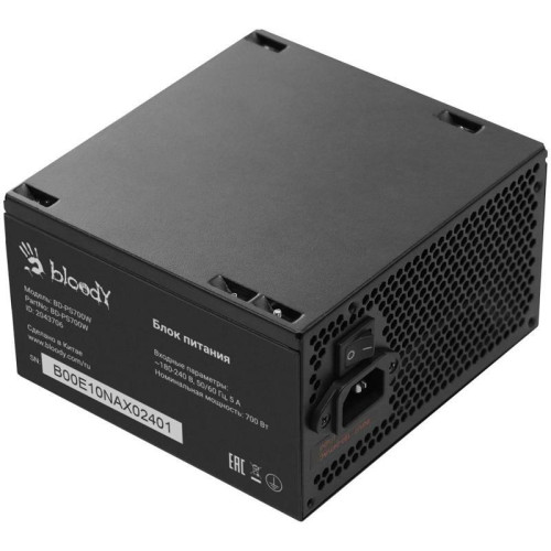 Блок питания Bloody ATX 700W BD-PS700W 80 PLUS WHITE (20+4pin) APFC 120mm fan 6xSATA RTL [BD-PS700W]