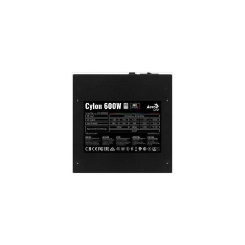 Блок питания Aerocool ATX 600W CYLON 600 80+ (20+4pin) APFC 120mm fan color 5xSATA RTL [CYLON 600]