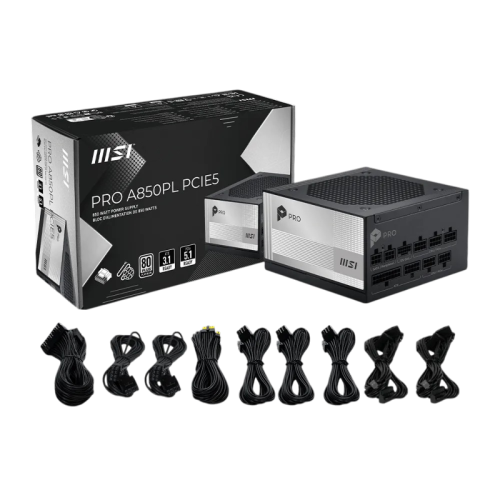 Блок питания ПК MSI PRO A850PL PCIE5 850W, 80+ Platinum, полностью модульный, ATX 3.1, PCIE5.1, RTL