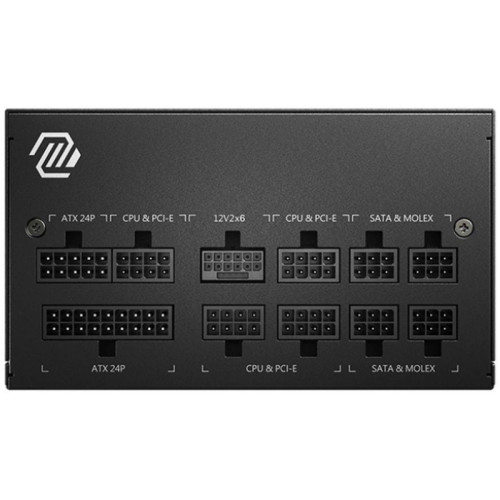 Блок питания ПК/ Power Supply MSI MAG A850GL PCIE5, 850W 80+ Gold (ATX, 3.0, PCIe 5.0, Full modular, 1x24(20+4)pin, 2xCPU 8(4+4)pin, 4xPCIe*2 8(6+2)pin, 1x12VHPWR, 8xSATA3, 4xMOLEX4pin, Active, 120x120mm, 150x140x86mm, APFC, black)