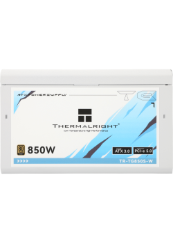 Блок питания ПК/ Power Supply Thermalright, 850W 80+ Gold (ATX, 3.0, PCIe 5.0, Non-modular, 1x24(20+4)pin, 1xCPU 8(4+4)pin, 2xPCIe*2 8(6+2)pin, 5xSATA3, 1x12+4pin (12VHPWR PCIe 5.0 12+4pin 600mm), 3xMOLEX4pin, Active, 120x120mm, 150x140x86mm, APFC, white)