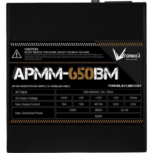 Блок питания Formula ATX 650W AP-650MB 80+ bronze (20+4pin) APFC 140mm fan 6xSATA Cab Manag RTL [AP-650MB]