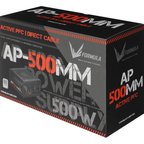 Блок питания Formula ATX 500W AP-500ММ 80 PLUS WHITE (20+4pin) APFC 120mm fan 6xSATA RTL