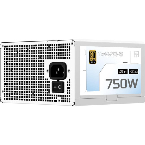 Блок питания 750W/ Power Supply Thermalright, 750W 80+ Gold (ATX, 3.1, PCIe 5.1, Full modular, 1x24(20+4)pin, 2xCPU 8(4+4)pin, 2xPCIe*2 8(6+2)pin, 1x12V-2x6, 8xSATA3, 3xMOLEX4pin, Active, 120x120mm, 150x140x86mm, APFC, OVP, UVP, SCP, OCP, OTP, OPP, white)