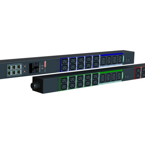 Блок распределения питания Elemy IPDU-5936 верт.размещ. 12xC19 30xC13 с мониторингом 3x16A IEC 60309 2.4м