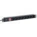 Блок розеток/ Блок розеток PDU TERACOM PRO 19'' 1U 16А/250В 8 розеток Schuko с выключателем шнур питания длиной 2 метра сечение 3x1.5 мм2 вилка Schuko корпус пластик черный