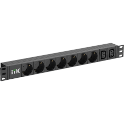 PDU 7 розеток нем. ст. + 2 С13 1U каб. 2м C14
