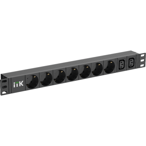 PDU 7 розеток нем. ст. + 2 С13 1U каб. 2м C14