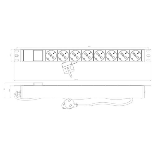 Блок распределения питания Hyperline SHE19-8SH-S-2.5EU гор.размещ. 8xSchuko базовые 16A Schuko 2.5м Блок распределения питания Hyperline SHE19-8SH-S-2.5EU гор.размещ. 8xSchuko базовые 16A Schuko 2.5м