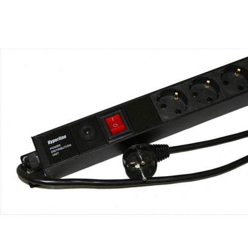 Сетевой фильтр Hyperline Hyperline SHE-15SH-3IEC-SF-2.5EU Блок розеток, вертикальный, 15 розеток Schuko, 3 розетки IEC320 C13, выключ. с подсветкой, защита от перенапряж., кабель питания 2.5м (3х1.5мм2) с вилкой Schuko 16A, 250В, 1040x44.4x44.4мм (ДхШхВ),
