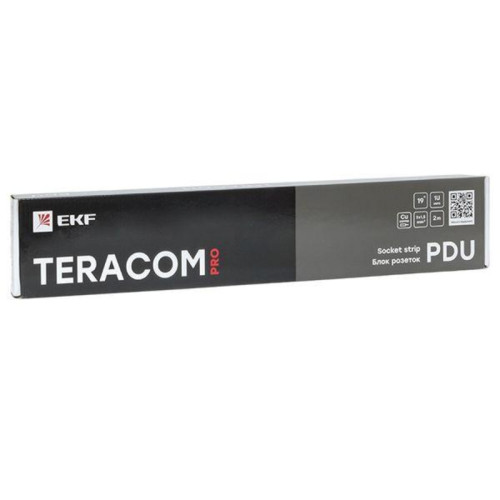 Блок розеток/ Блок розеток PDU TERACOM PRO 19'' 1U 16А/250В 8 розеток Schuko с выключателем шнур питания длиной 2 метра сечение 3x1.5 мм2 вилка Schuko корпус пластик черный