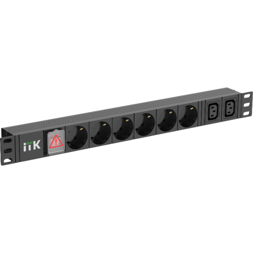 ITK PDU 6 розеток нем. ст. + 2 С13 LED 1U каб. 2м нем. ст.