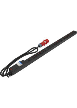 Блок распределения питания Powercom PDU-32AV24-18C3-6C9-3P верт.размещ. 18xC13 6xC19 3x32A IEC 60309 2м