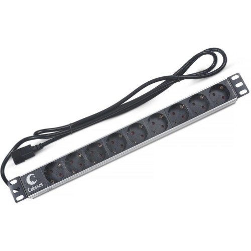 Блок распределения питания Cabeus PDU-9P-2IEC гор.размещ. 9xSchuko 10A C14 2м