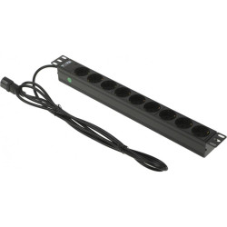 Блок распределения питания Lanmaster TWT-PDU19-10A9P4-3.0 гор.размещ. 9xSchuko базовые 10A C14 3м