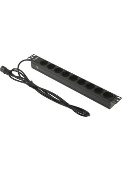 Блок распределения питания Lanmaster TWT-PDU19-10A9P4-3.0 гор.размещ. 9xSchuko базовые 10A C14 3м