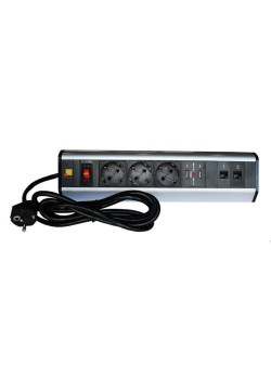 Блок распределения питания Lanmaster LAN-WA-DC/3G+2UC+2C6 гор.размещ. 3xSchuko 2xUSB 2xRJ45 базовые 16A Schuko 3м