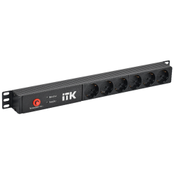 ITK PDU с АВР 6 розеток Schuko 1U без шнура 2 вх. C14