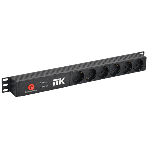 ITK PDU с АВР 6 розеток Schuko 1U без шнура 2 вх. C14
