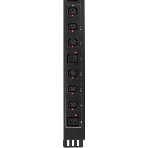 Блок распределения питания Powercom PDU-32AVMS24-18C3-6C9-3P верт.размещ. 18xC13 6xC19 с сетевым мониторингом 3x32A EN 60309 2м