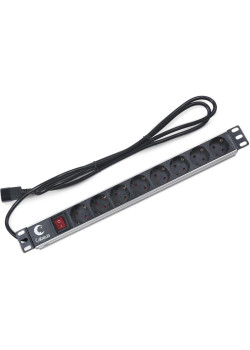 Блок распределения питания Cabeus PDU-8P-2IEC гор.размещ. 8xSchuko 10A C14 2м