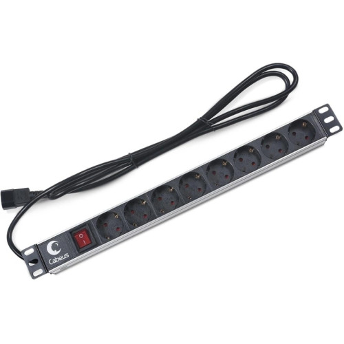Блок распределения питания Cabeus PDU-8P-2IEC гор.размещ. 8xSchuko 10A C14 2м
