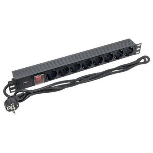 Блок розеток/ Блок розеток PDU TERACOM PRO 19'' 1U 16А/250В 8 розеток Schuko с выключателем шнур питания длиной 2 метра сечение 3x1.5 мм2 вилка Schuko корпус пластик черный