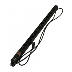 Сетевой фильтр Hyperline Hyperline SHE-15SH-3IEC-SF-2.5EU Блок розеток, вертикальный, 15 розеток Schuko, 3 розетки IEC320 C13, выключ. с подсветкой, защита от перенапряж., кабель питания 2.5м (3х1.5мм2) с вилкой Schuko 16A, 250В, 1040x44.4x44.4мм (ДхШхВ),