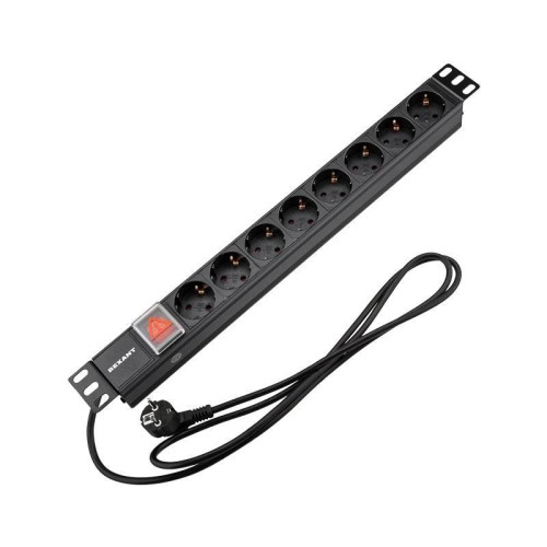 Блок распределения питания Rexant 04-0104-1 гор.размещ. 8xCEE7/4 базовые 16A CEE7/7 2м