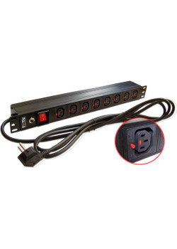 Блок распределения питания Lanmaster TWT-PDU-10A8C3L-3.0 гор.размещ. 8xC13 базовые 10A Schuko 3м