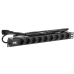 PDU 9 розеток DIN49440 (нем. cтанд.) 1U, шнур 2м вилка IEC 320 C14, алюминиевый профиль, черный