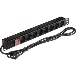 Блок распределения питания Lanmaster NM-PD16A-8XSH+S-2.0 гор.размещ. 8xSchuko базовые 16A Schuko 2м