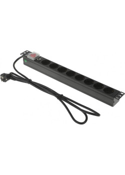 Блок распределения питания Lanmaster TWT-PDU19-16A8P-1.8 гор.размещ. 8xSchuko базовые 16A Schuko 1.8м