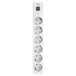 Фильтр-удлинитель PowerCom SP-06W 5.0M, 6 розеток, белый, 16А, 4кВт, 380Дж, защитные шторки, защита от КЗ, перегрузки, ВЧ и импульсных помех, кабель 3x1.5 мм2, ШхГхВ 338.5х50х40.2 мм, вес 0.82 кг./ Surge protector PowerCom SP-06W 5.0M, 6 sockets, white, 1